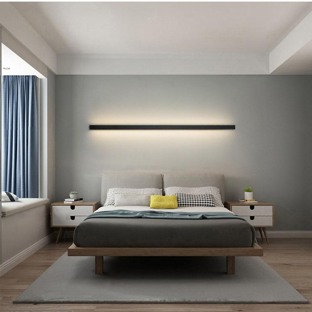 dimmable rgb black minimalist long led linear wall lights