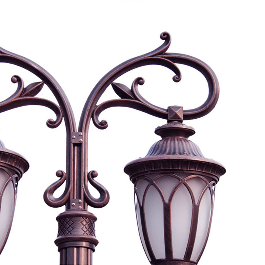 2-Head Outdoor Post Light — Black Die-Cast Aluminum, LED Hardwired, 118" Height