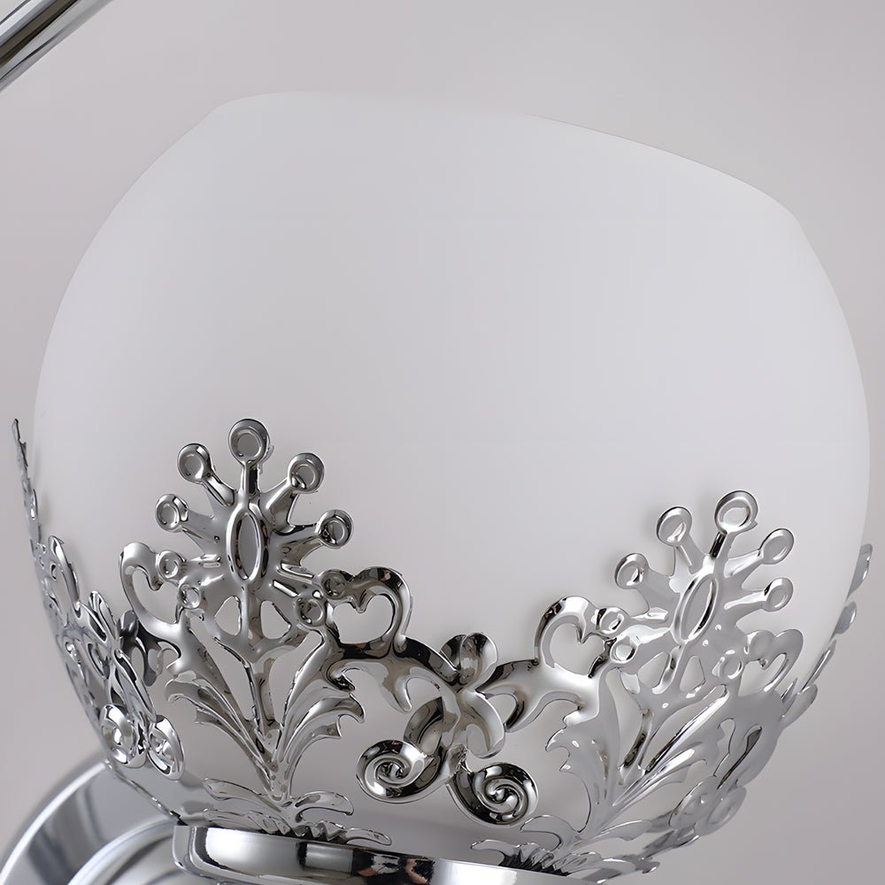 Glass Flower 2-Light Wall Sconce — Metal and Glass, E27, Hardwired, Gold or Silver