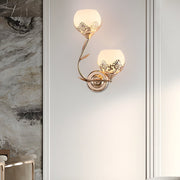 Glass Flower 2-Light Wall Sconce — Metal and Glass, E27, Hardwired, Gold or Silver