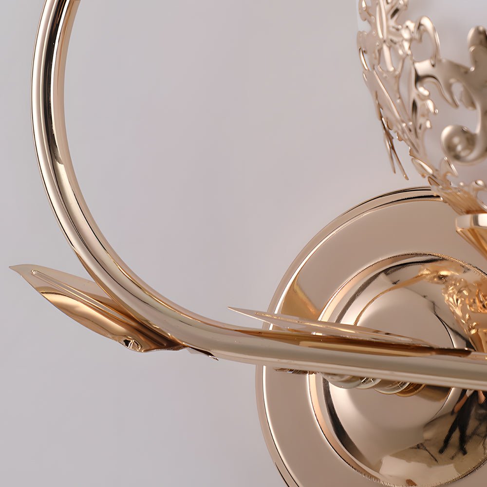 Glass Flower 2-Light Wall Sconce — Metal and Glass, E27, Hardwired, Gold or Silver