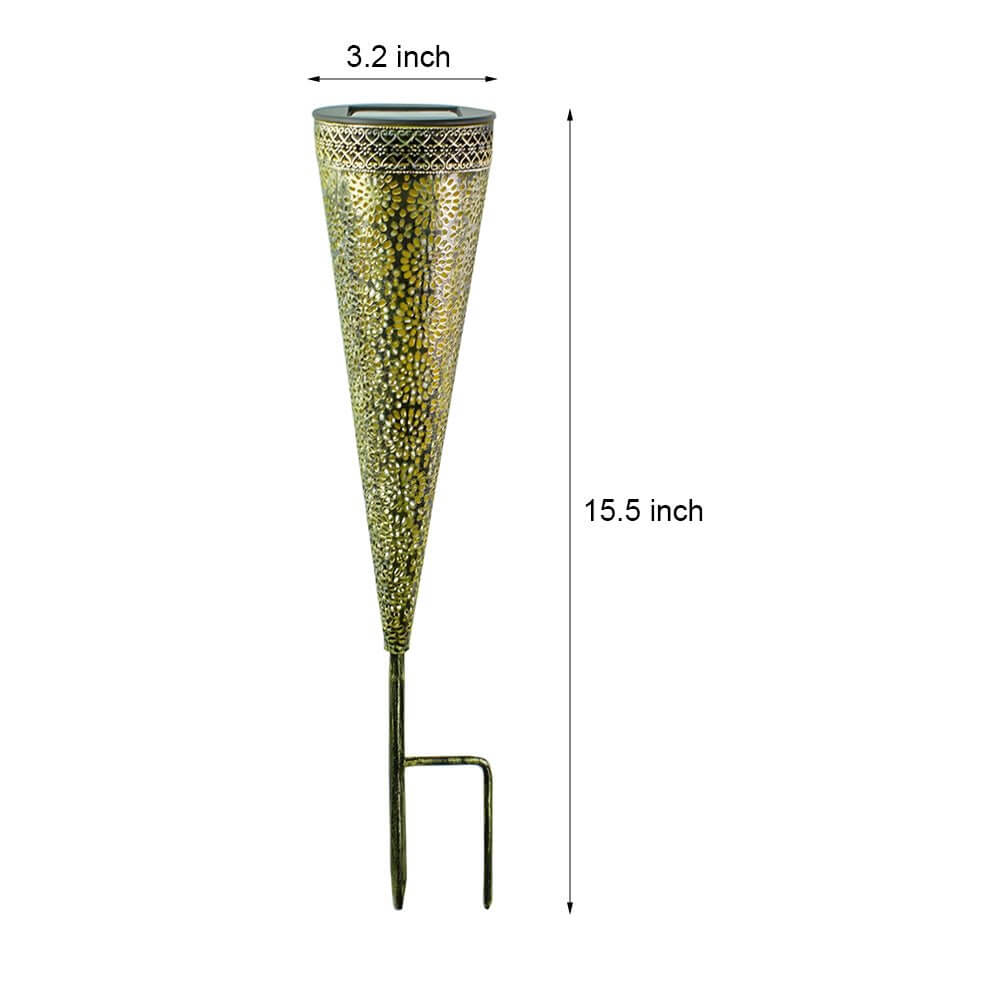 2 pack of decorative solar powered garden stake lights with floral designs