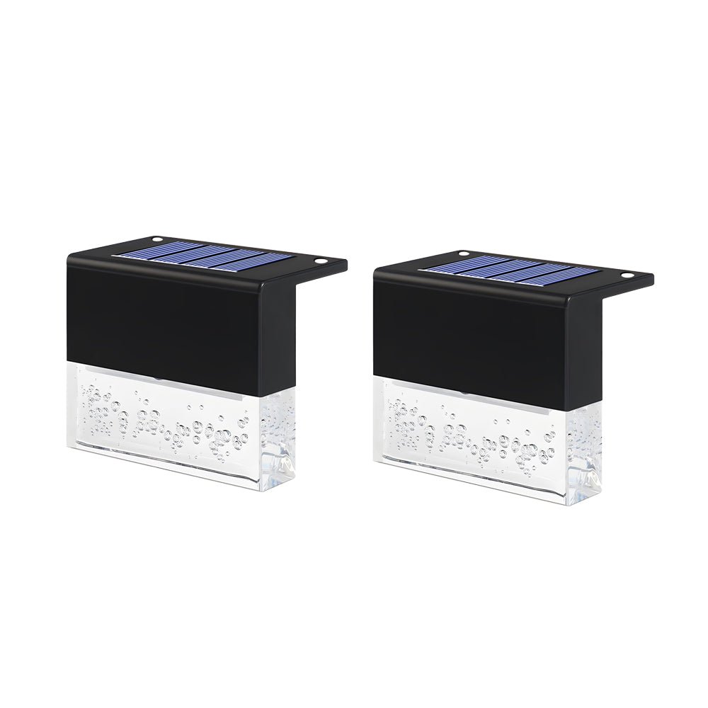 2 pack rgb led solar sunset fence lights outdoor acrylic bubble step deck lighting