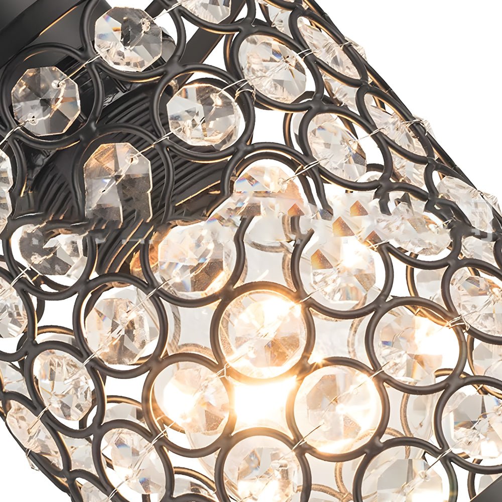 Minimalist Cylinder Crystal Mini Pendant Shades, Set of 2 — Black / Chrome, 4.7" × 7.9", Hardwired
