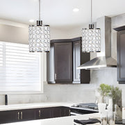 Minimalist Cylinder Crystal Mini Pendant Shades, Set of 2 — Black / Chrome, 4.7" × 7.9", Hardwired