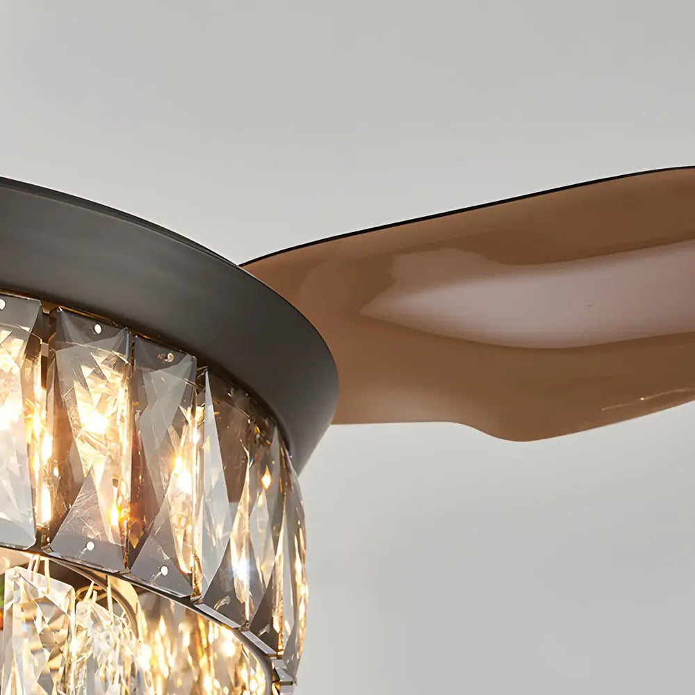 20-Inch Black Crystal Ceiling Fan with Retractable Blades and LED Lights Luxe