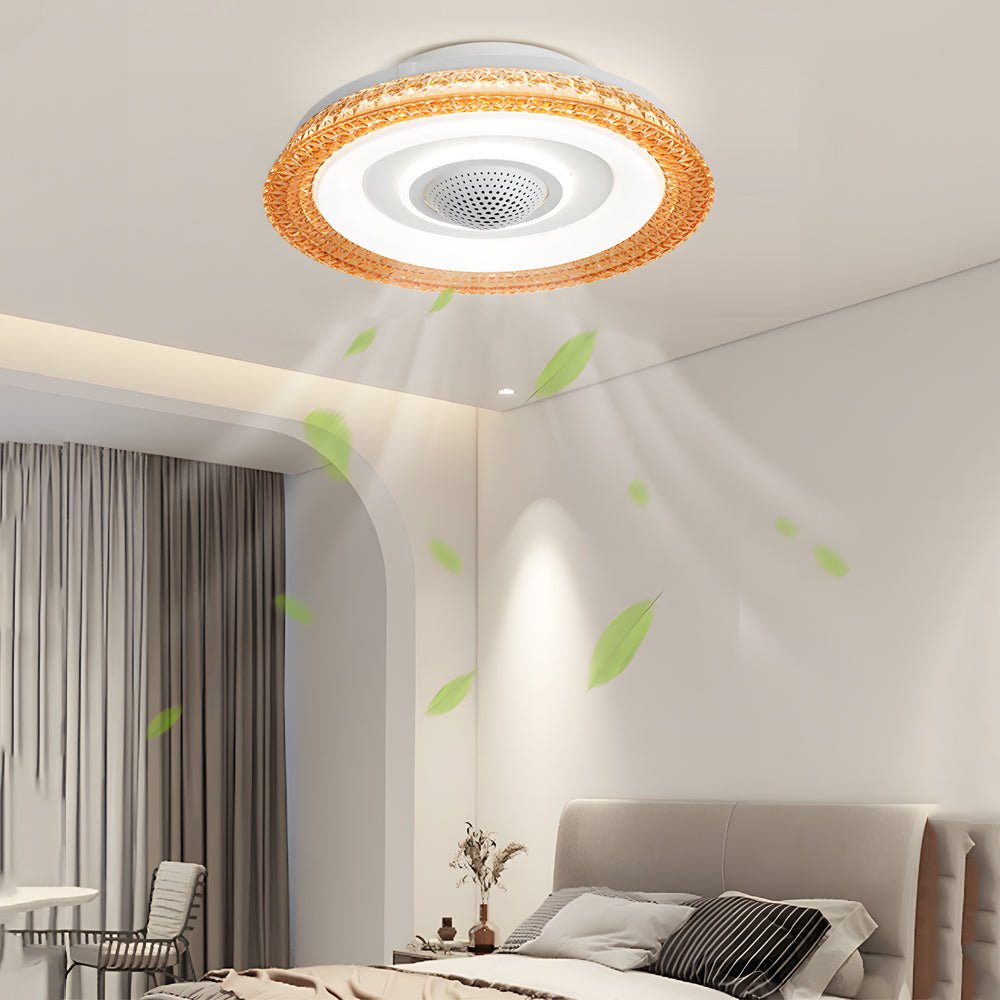 20 inch wide bladeless smart ceiling fan with 6 speeds remote control and dimmable led lighting