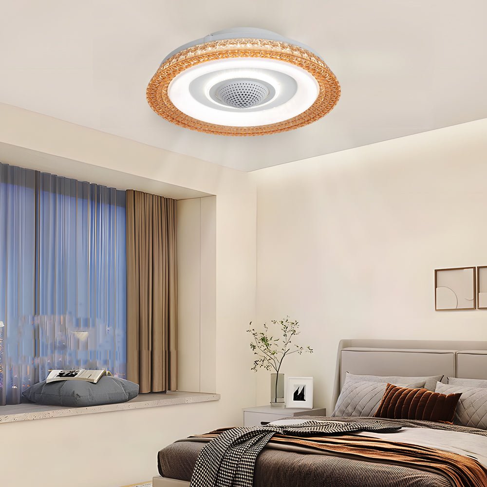 20 inch wide bladeless smart ceiling fan with 6 speeds remote control and dimmable led lighting