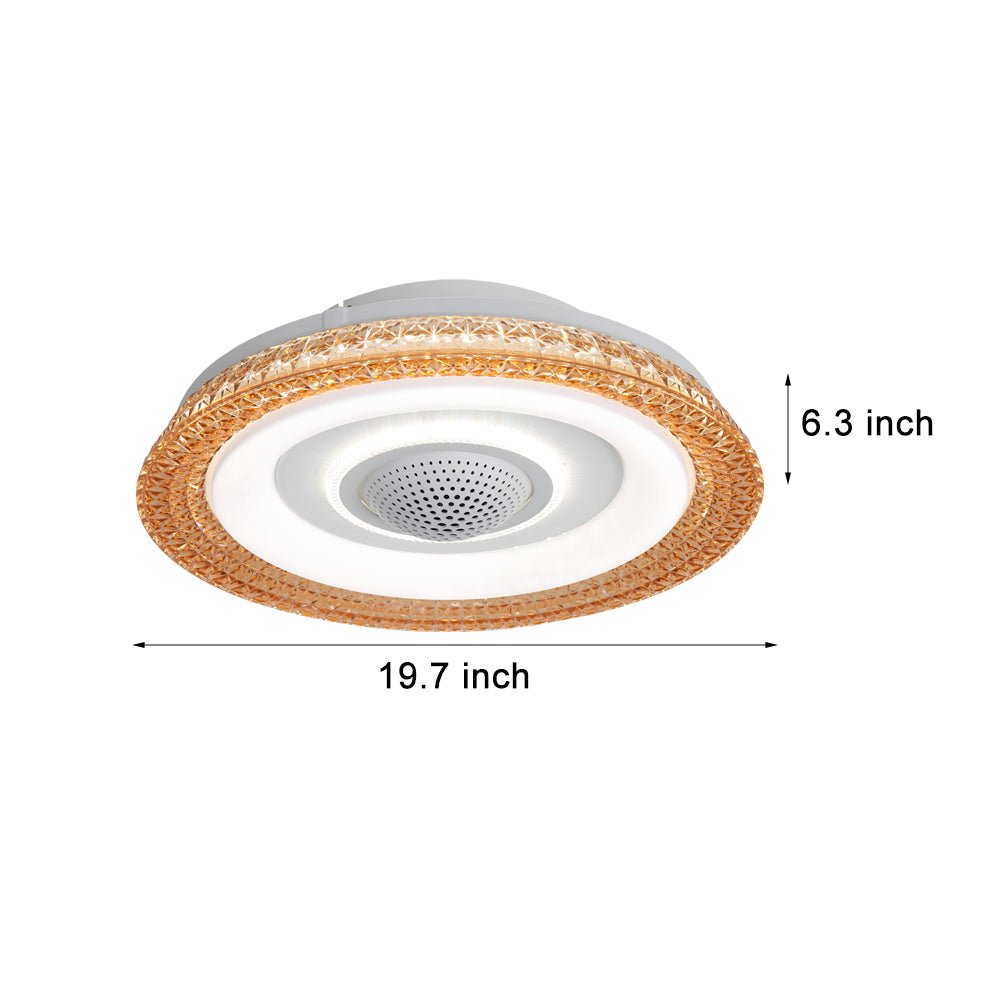 20 inch wide bladeless smart ceiling fan with 6 speeds remote control and dimmable led lighting