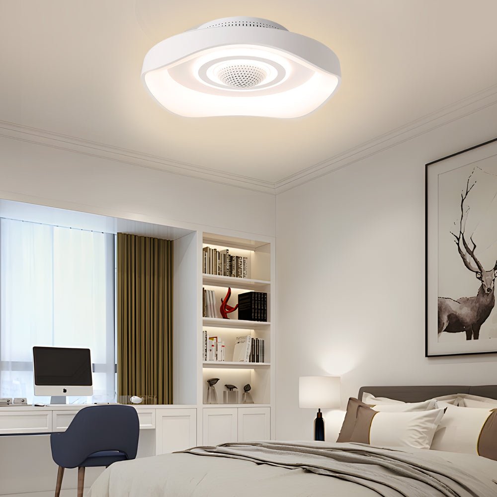 20-Inch Contemporary Round Bladeless Ceiling Fan with Adjustable Dimmable LED Light Luxe