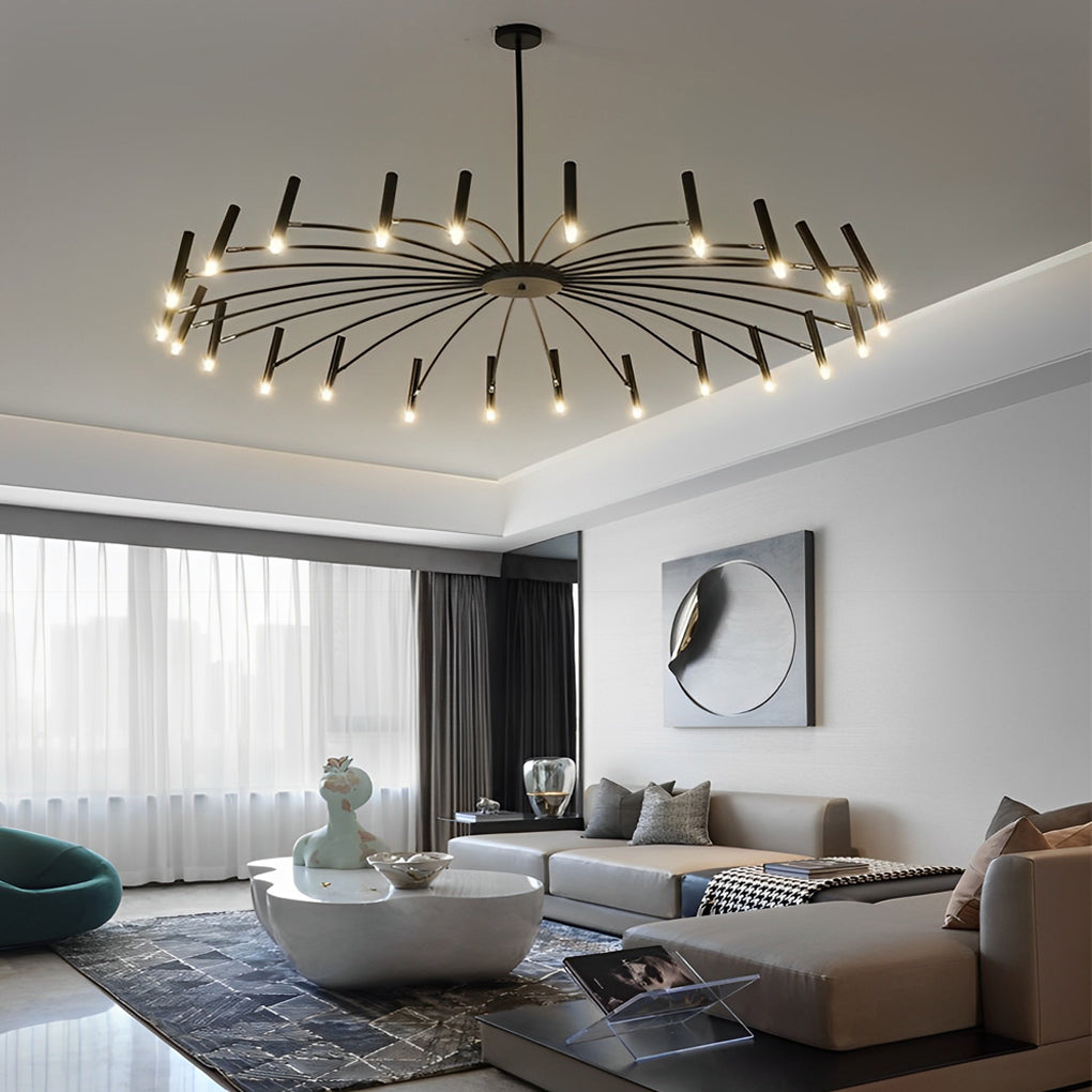 Minimalist Adjustable Metal Chandelier — G9 LED, Three-Step Dimming, 3000K/4500K/6000K, 180° Rotatable Head, Black or White