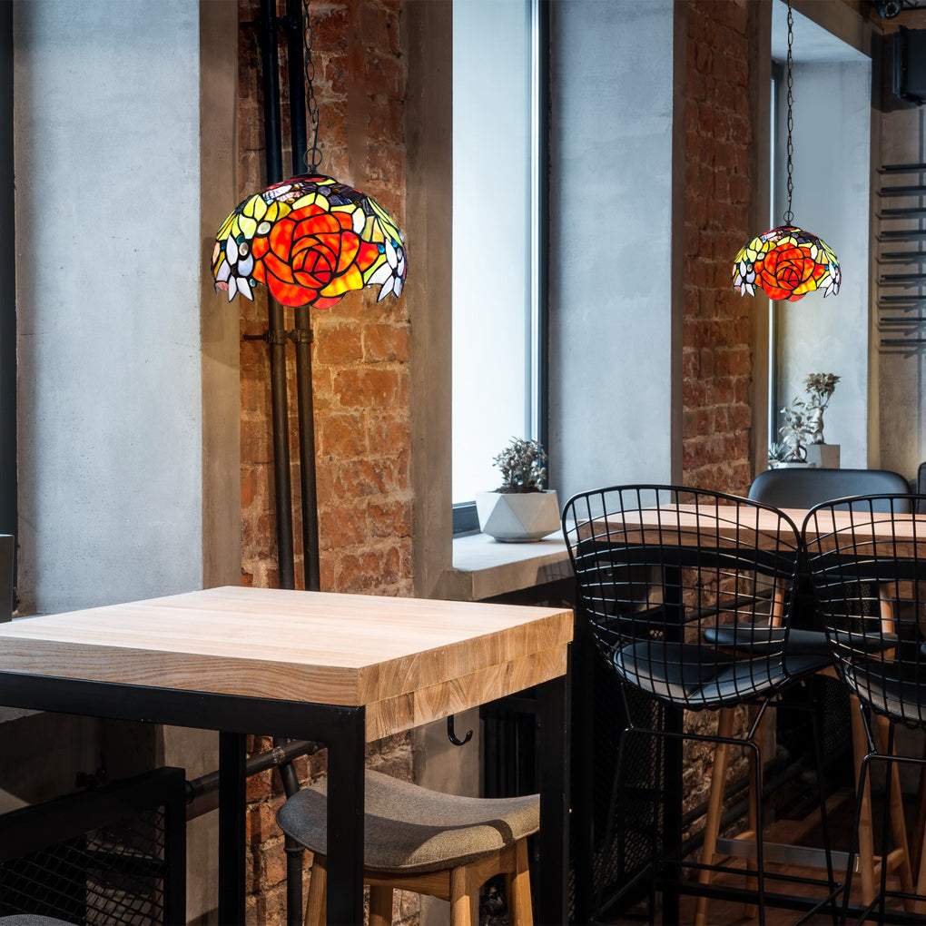 Baroque Mini Pendant Chandelier — Handmade Welded Colorful Glass, E27, 11.8" Diameter