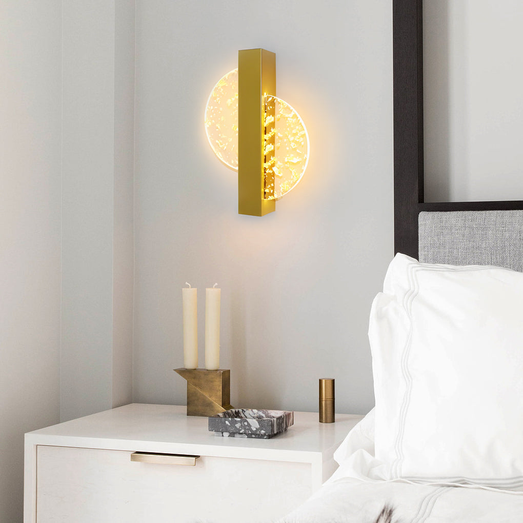 Round, Square, and Semicircle LED Wall Sconce — Acrylic, Hardwired, Black or Gold, Modern Retro
