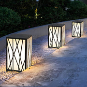 20w square solar led bollard lights featuring linear pattern lampshades
