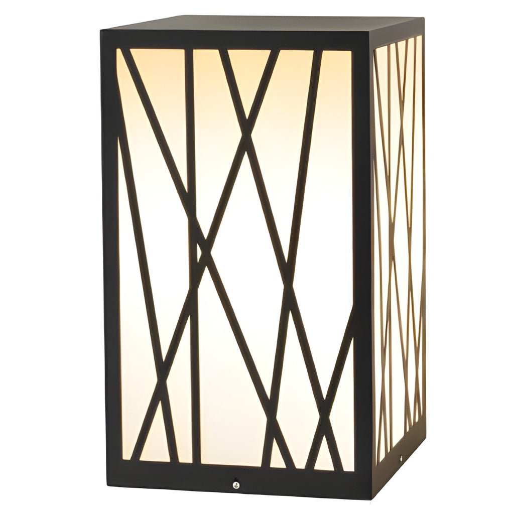 20w square solar led bollard lights featuring linear pattern lampshades