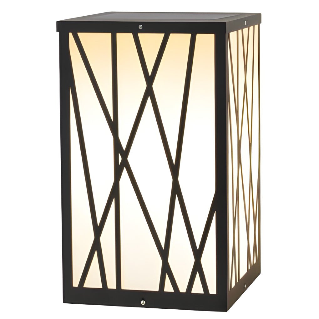 20w square solar led bollard lights featuring linear pattern lampshades