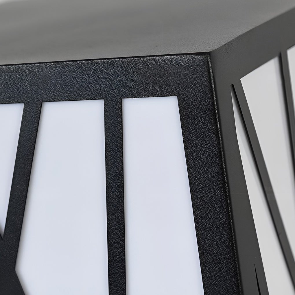 20w square solar led bollard lights featuring linear pattern lampshades