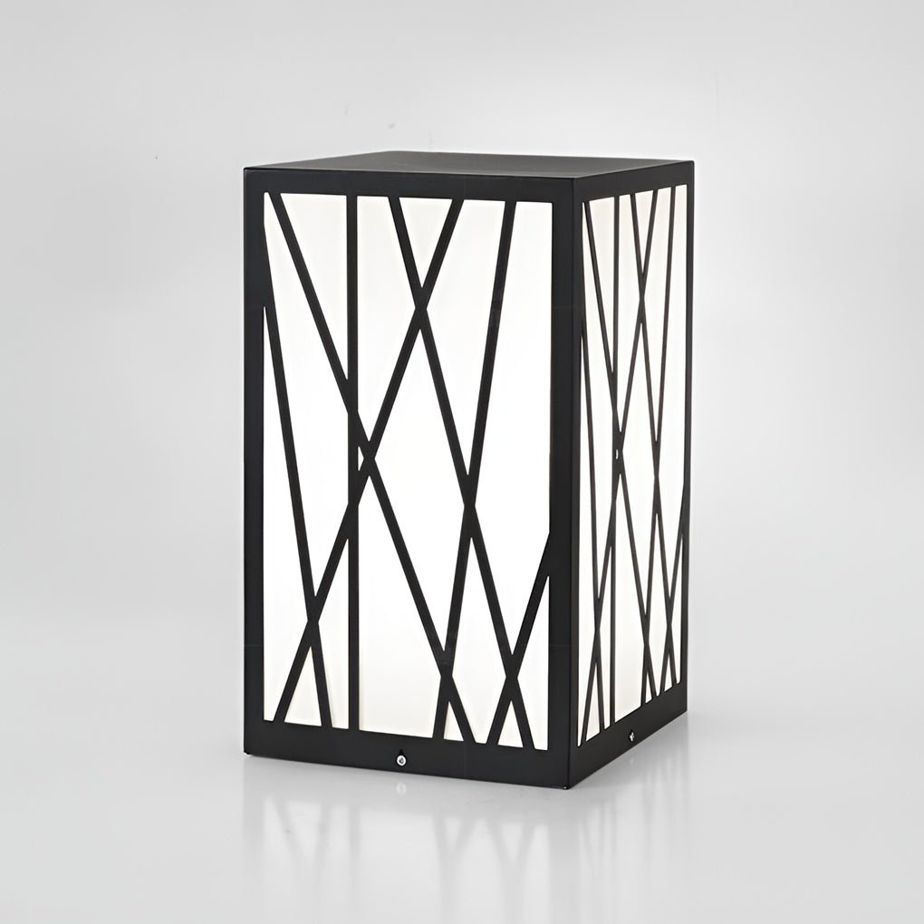 20w square solar led bollard lights featuring linear pattern lampshades