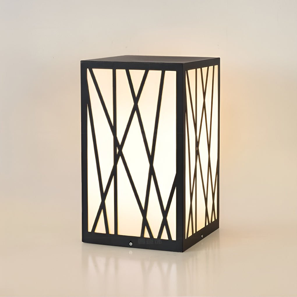 20w square solar led bollard lights featuring linear pattern lampshades