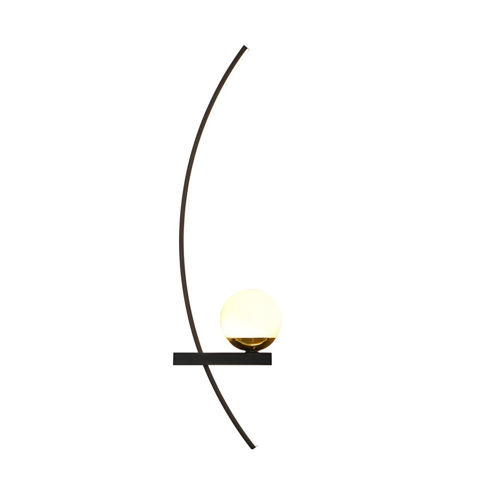 21" Curved Strip Linear Wall Sconce — Black Iron, LED, 3-Step Dimming (3000K/4500K/6000K), Hardwired