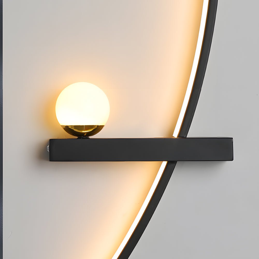 21" Curved Strip Linear Wall Sconce — Black Iron, LED, 3-Step Dimming (3000K/4500K/6000K), Hardwired