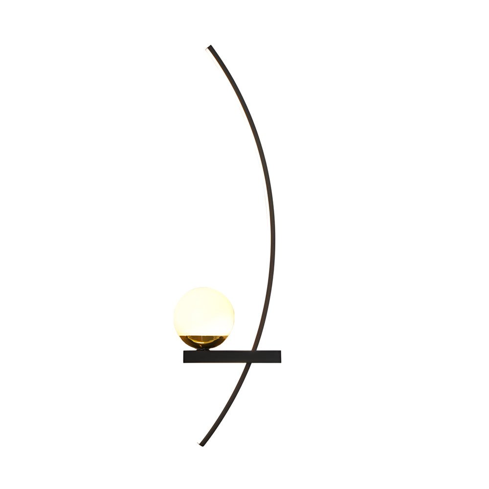 21" Curved Strip Linear Wall Sconce — Black Iron, LED, 3-Step Dimming (3000K/4500K/6000K), Hardwired
