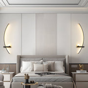 21" Curved Strip Linear Wall Sconce — Black Iron, LED, 3-Step Dimming (3000K/4500K/6000K), Hardwired