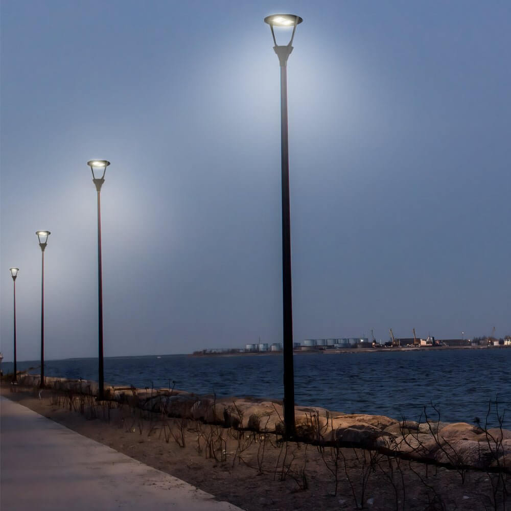 21 inch black led post top light fixture lamp post not included