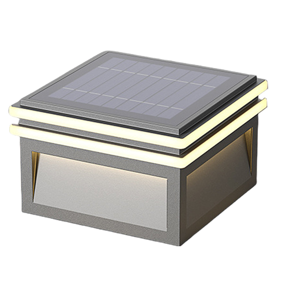 Square Minimalist Pillar Light — Stainless Steel, LED 3000K, Solar or Hardwired, IP65, 7.9"–15.8"