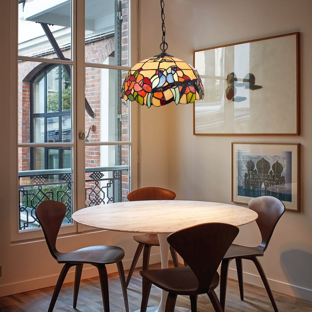 Baroque Mini Pendant Chandelier — Handmade Welded Colorful Glass, E27, 11.8" Diameter