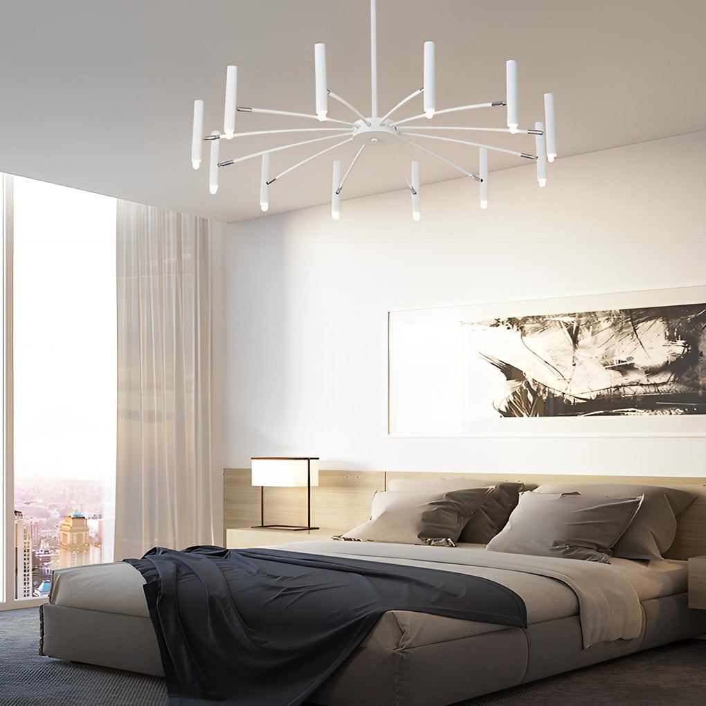 Minimalist Adjustable Metal Chandelier — G9 LED, Three-Step Dimming, 3000K/4500K/6000K, 180° Rotatable Head, Black or White