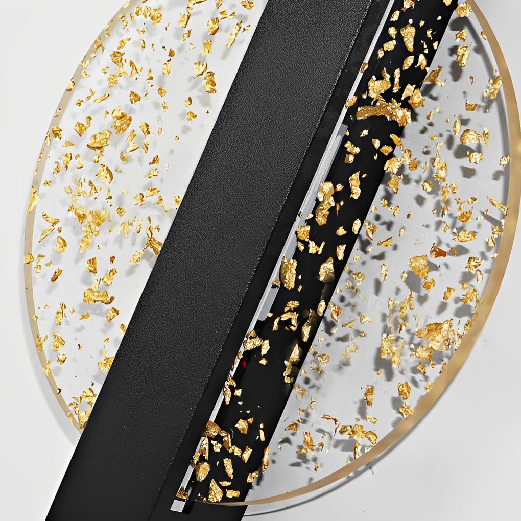Round, Square, and Semicircle LED Wall Sconce — Acrylic, Hardwired, Black or Gold, Modern Retro