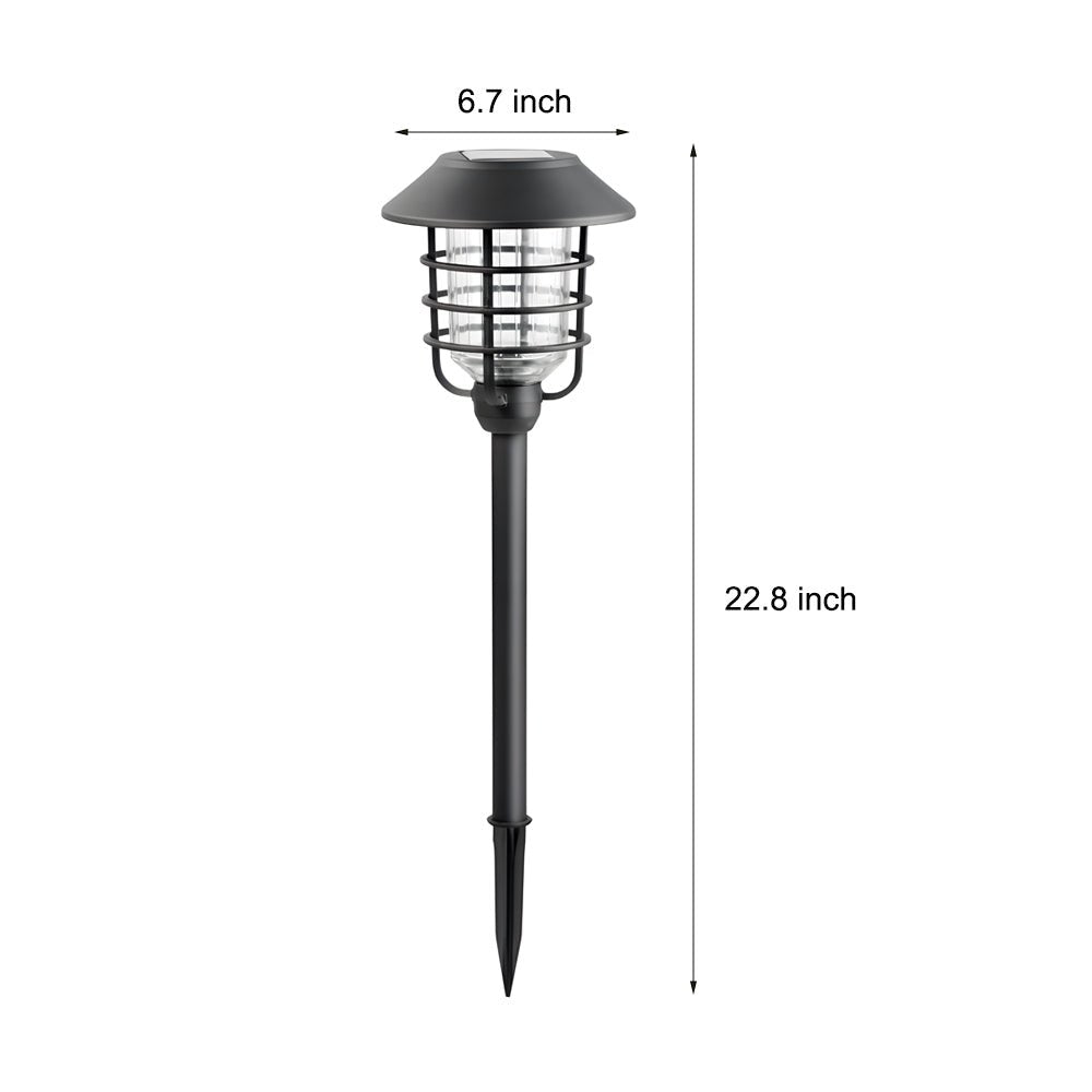 228 inch solar pathway lights featuring hat top and wire circled lampshade