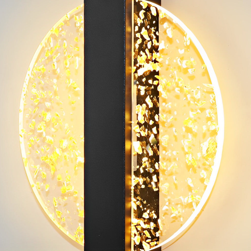 Round, Square, and Semicircle LED Wall Sconce — Acrylic, Hardwired, Black or Gold, Modern Retro