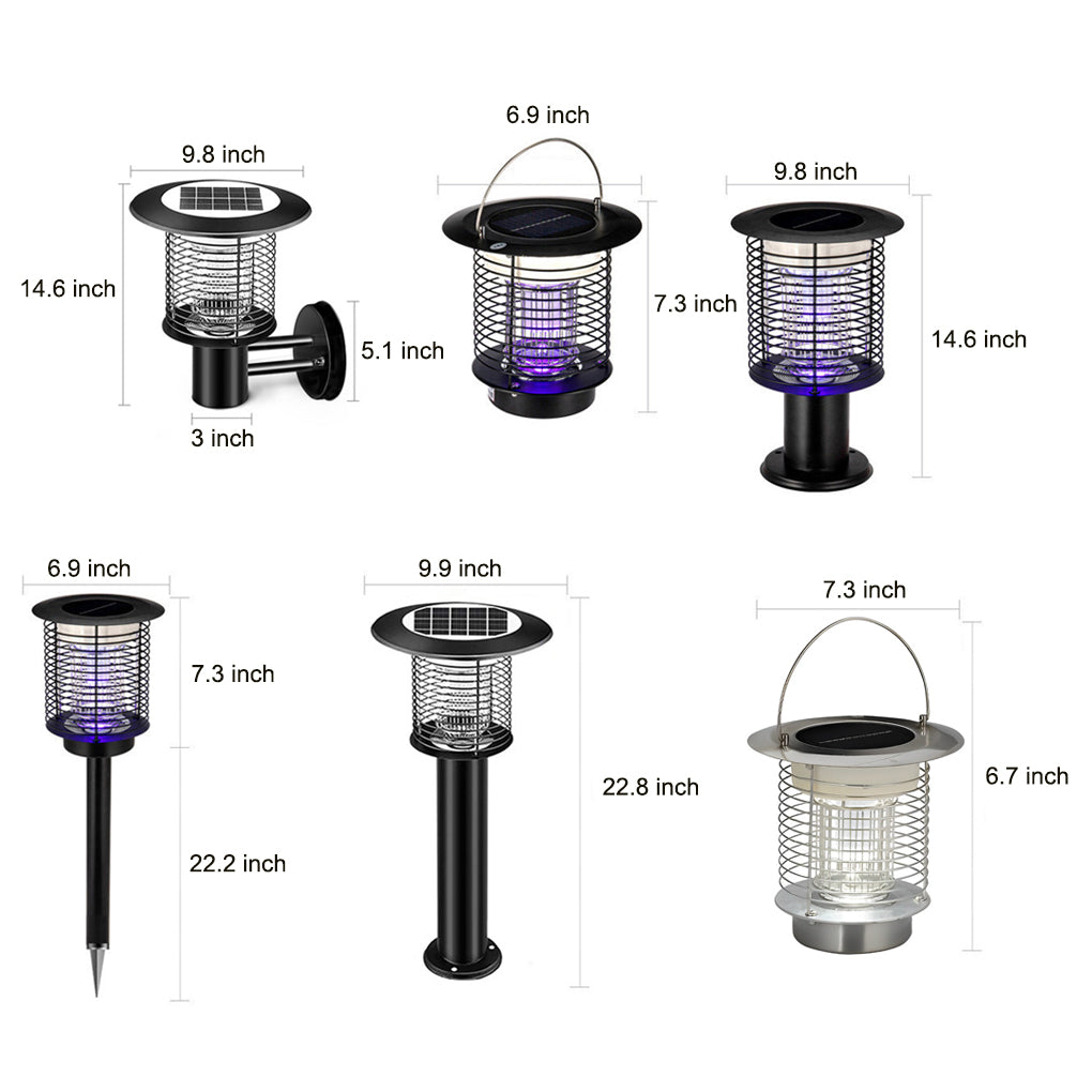 Solar & USB Mosquito Killer Garden Light — 304 Stainless Steel, UV LED, up to 1,076 sq ft Coverage