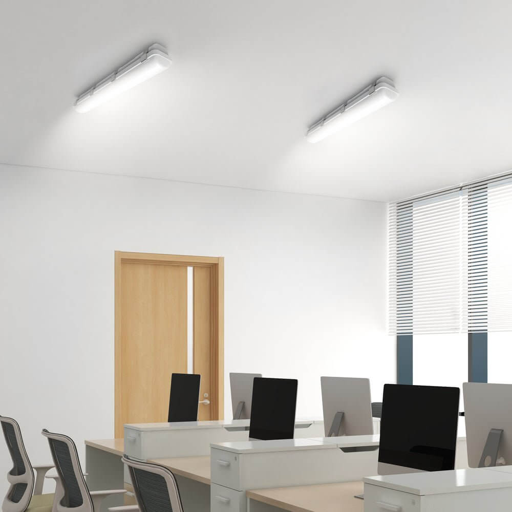 23 inch white linear led flush mount ceiling light with vapor tight design