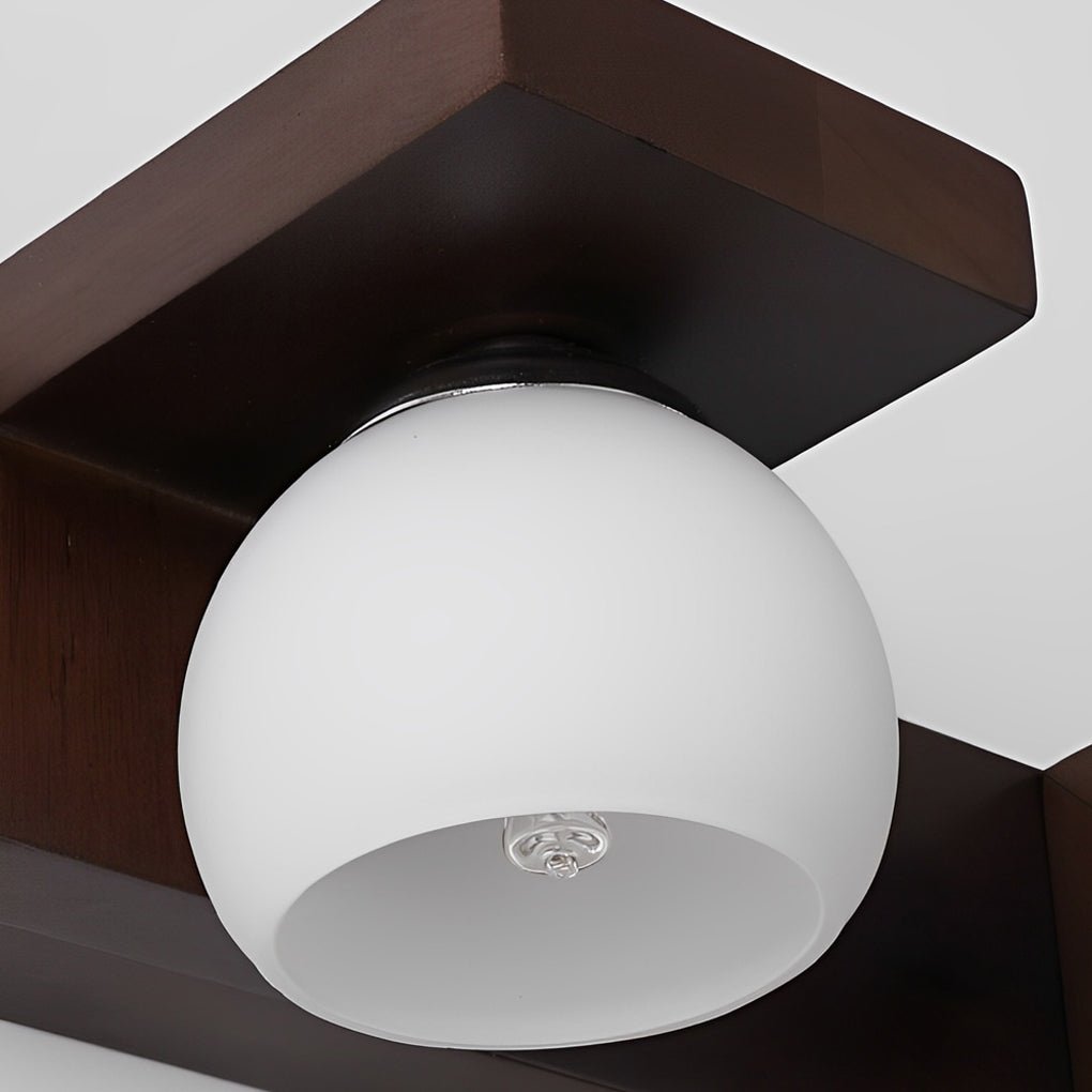 2/3-Light Bathroom Vanity Light — Walnut Wood and Iron, Adjustable Spotlight or Fixed Glass Dome Shades, G9, Hardwired