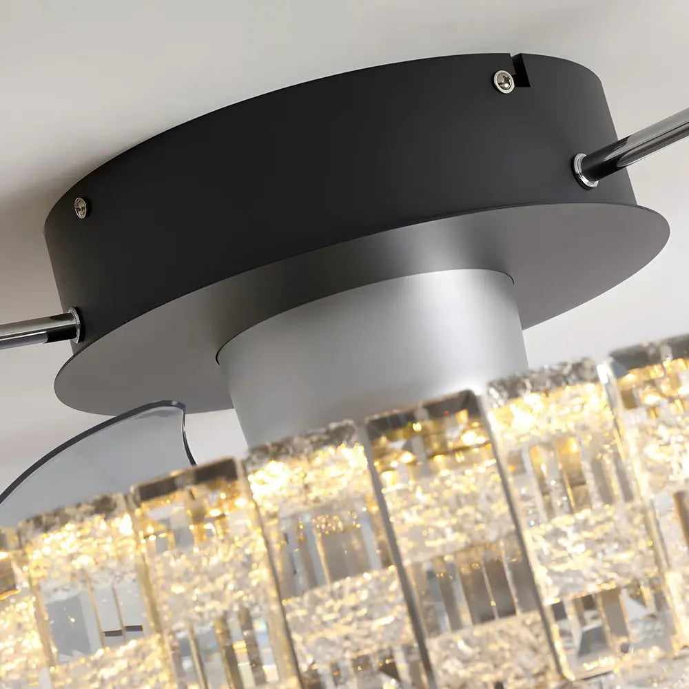 23.6-Inch Crystal LED Semi-Enclosed Low Profile Ceiling Fan Luxe