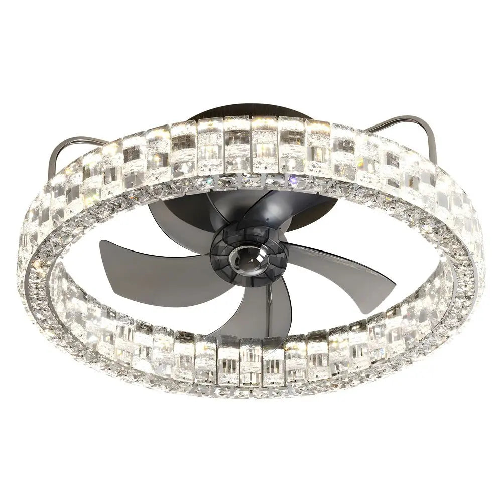 23.6-Inch Crystal LED Semi-Enclosed Low Profile Ceiling Fan Luxe