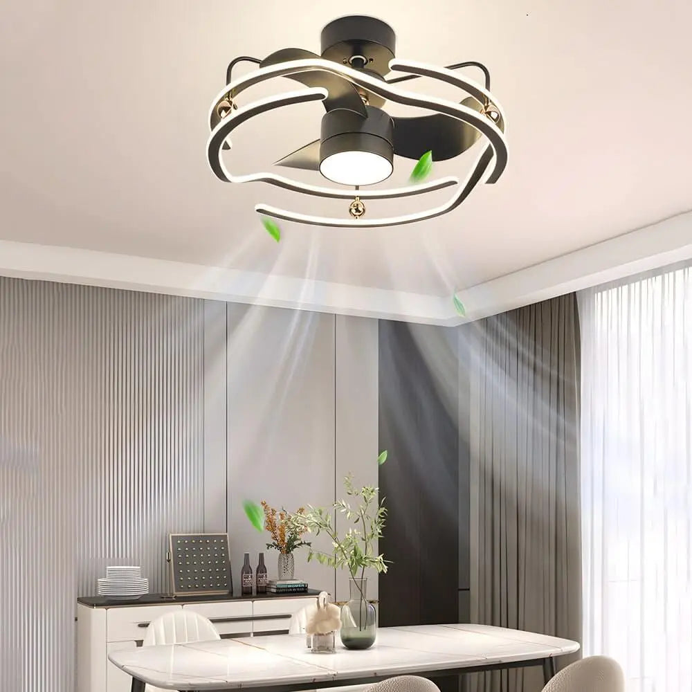 23.6-Inch Low Profile Ceiling Fan with Remote Control and Dimmable Light Luxe