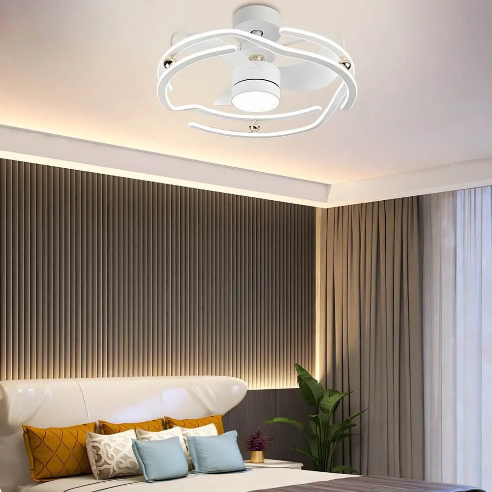23.6-Inch Low Profile Ceiling Fan with Remote Control and Dimmable Light Luxe