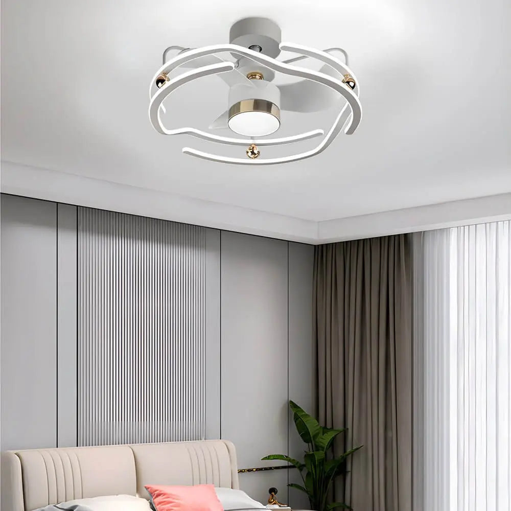 23.6-Inch Low Profile Ceiling Fan with Remote Control and Dimmable Light Luxe