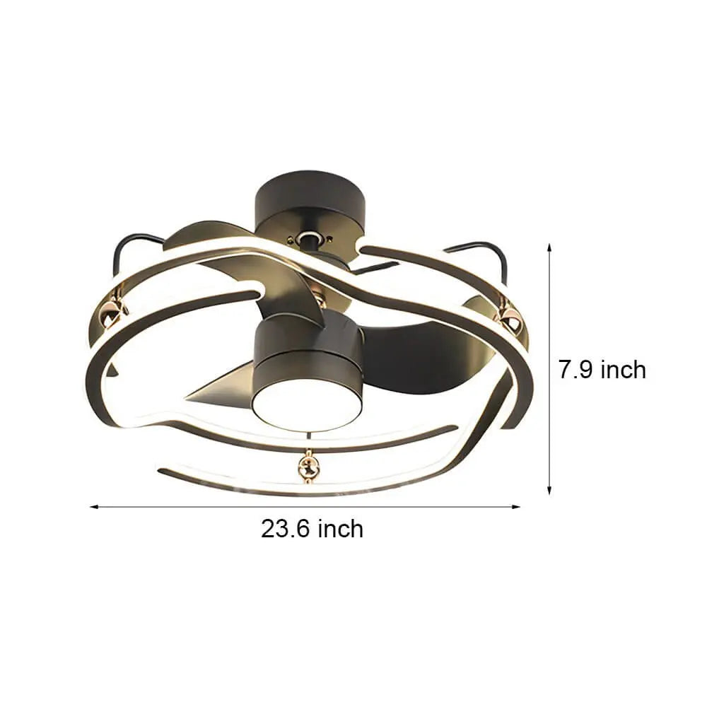 23.6-Inch Low Profile Ceiling Fan with Remote Control and Dimmable Light Luxe