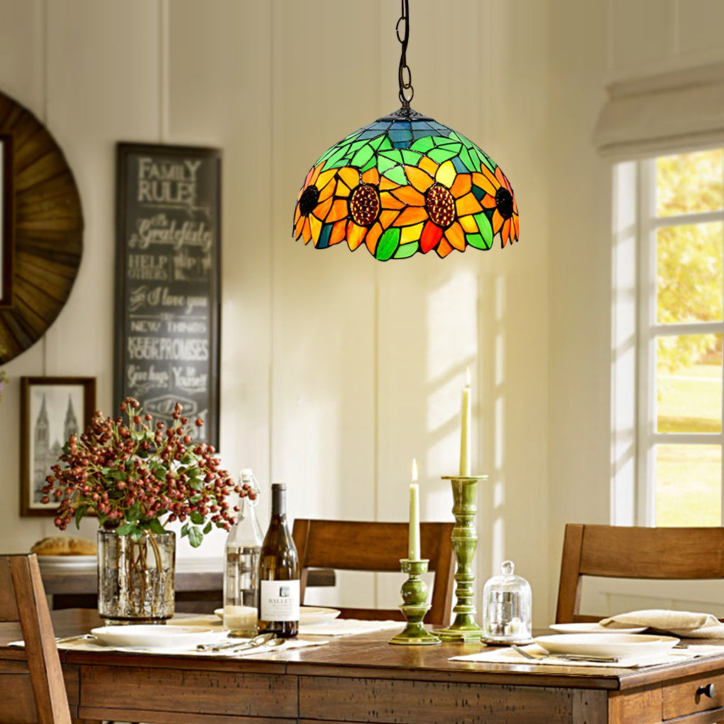 Baroque Mini Pendant Chandelier — Handmade Welded Colorful Glass, E27, 11.8" Diameter