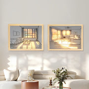 Sunshine LED Wall Art Night Light — Wood and Acrylic Frame, Touch Dimmable, 13" × 9", Rechargeable