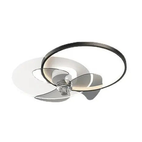 24'' Dimmable LED Circle Flush Mount Ceiling Fan with Remote Control for Bedroom Lighting Luxe
