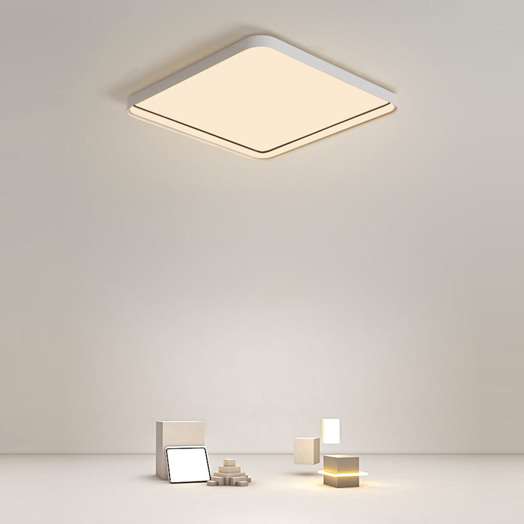 24" Square Modern LED Flush-Mount Ceiling Light — Aluminum, PMMA, Dimmable, 3000K–6000K, 41–50W