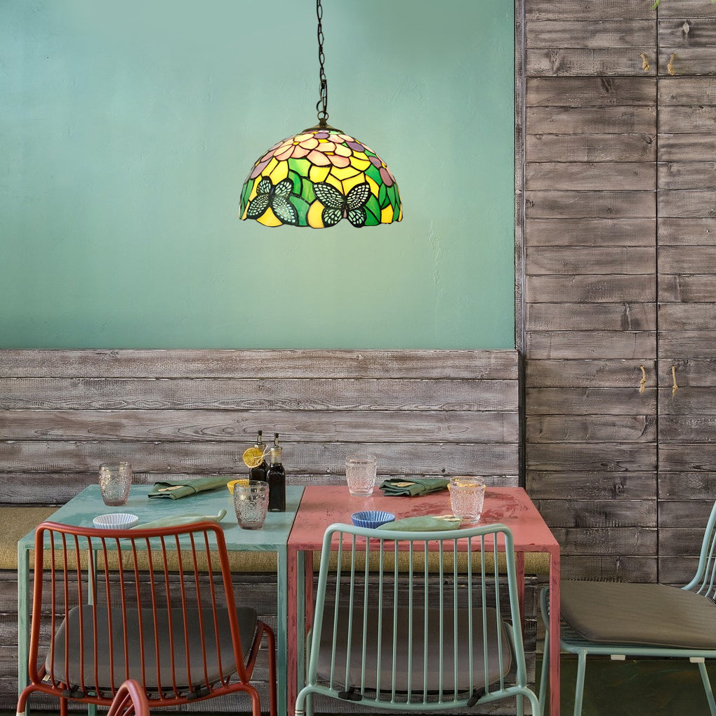 Baroque Mini Pendant Chandelier — Handmade Welded Colorful Glass, E27, 11.8" Diameter