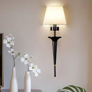 2598 inch gold and black copper 1 light american wall sconce with fabric shade