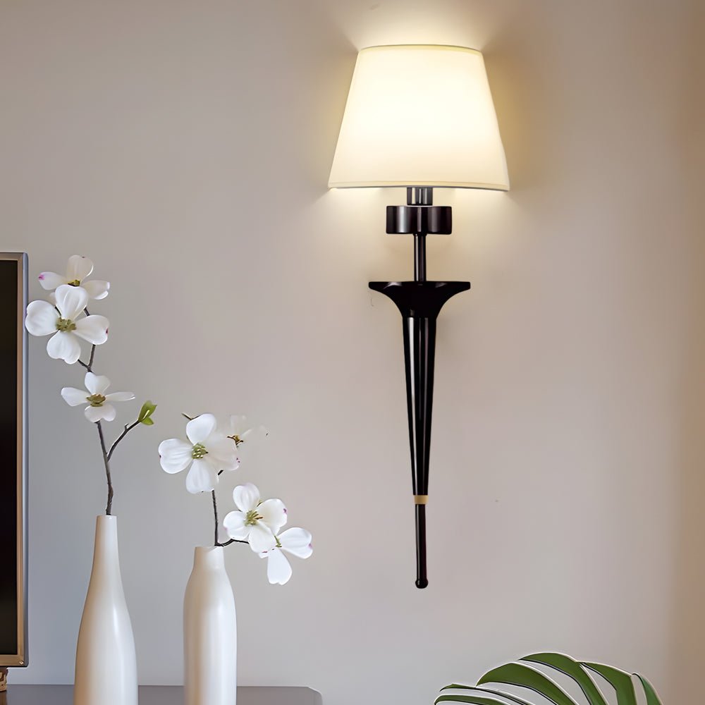 2598 inch gold and black copper 1 light american wall sconce with fabric shade